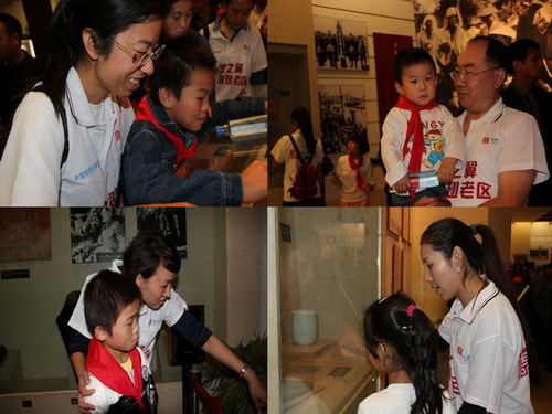 生命人壽志愿者帶孩子們參觀紀念館，為孩子們講解革命歷史